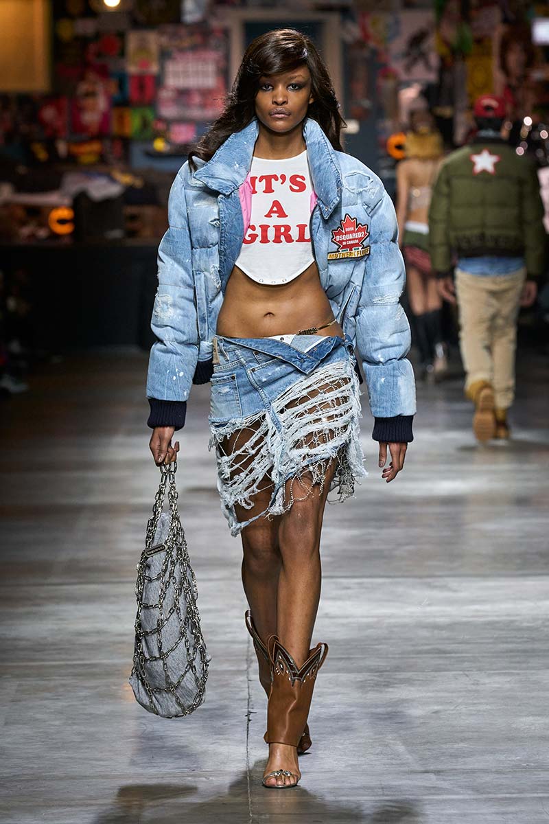 Gewatteerd jack in denim stijl van Dsquared2