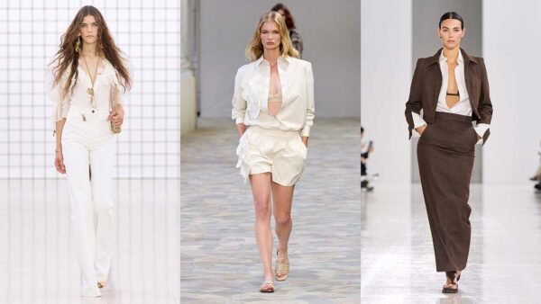 Witte blouses zomer 2025. Photos courtesy of Chloé, Alberta Ferretti, Max Mara