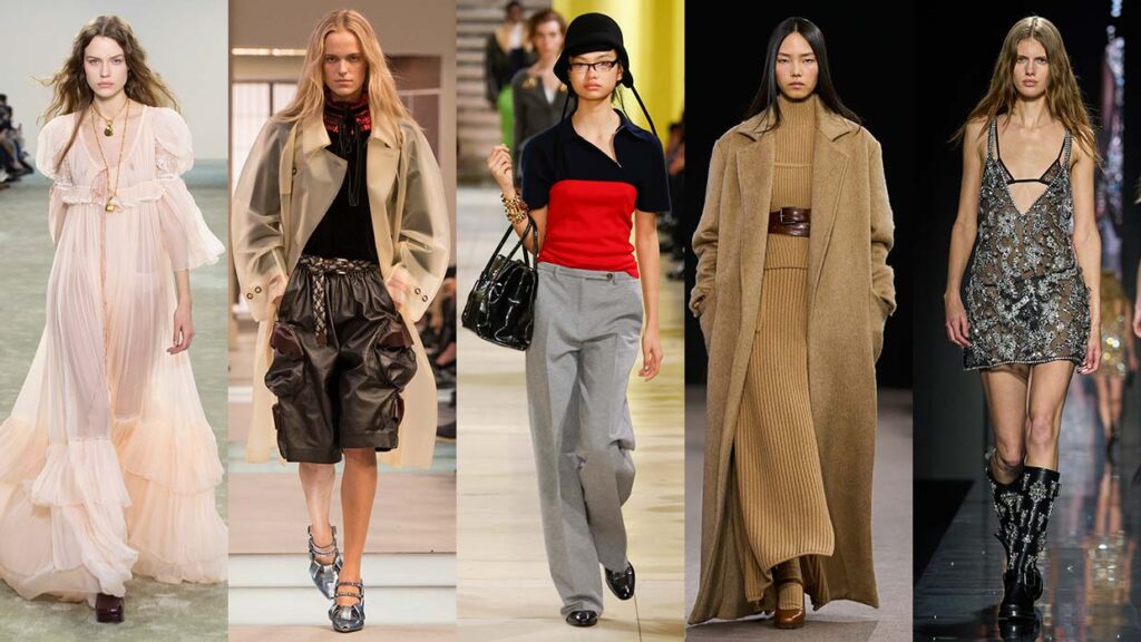 Het ABC van de mode voor winter 2025 2026. Dit zijn de grootste modetrends. Photos courtesy of Chloé, Louis Vuitton, Miu Miu, Max Mara, Dolce & Gabbana