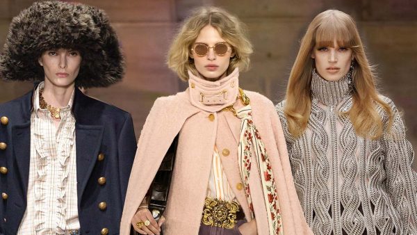 Dit zijn de grootste modetrends voor herfst winter 2026 2027. Photo courtesy of Etro, Chloé, McQueen