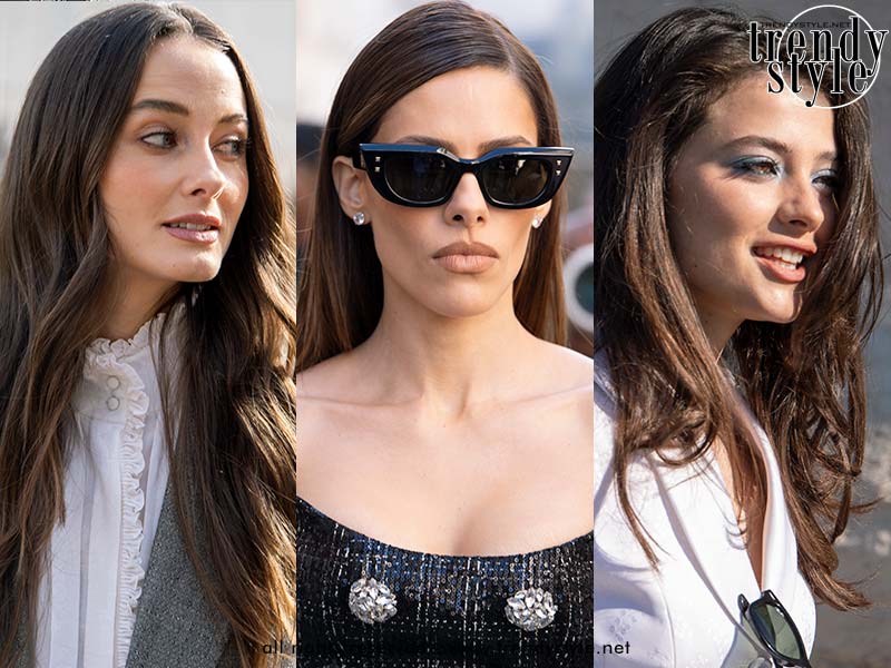 Brunettes met fluweelzachte, diepe haarkleuren tijdens de Paris Fashion Week. Foto Charlotte Mesman