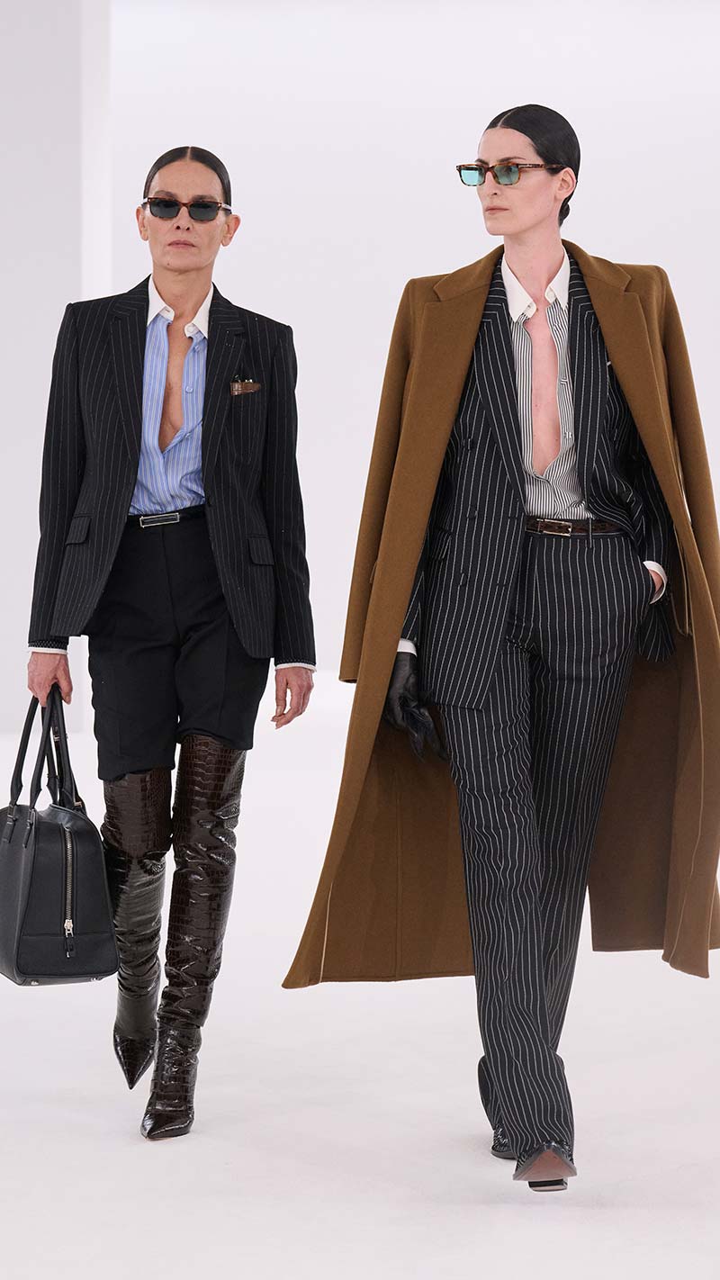 Broekpakken in twee verschillende stijlen bij Tom Ford. Photo courtesy of Tom Ford