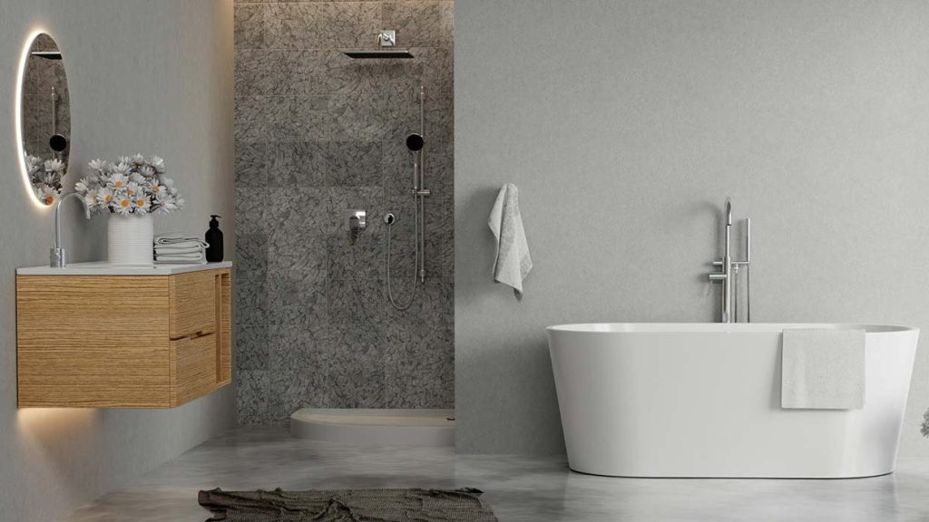 Regendouche in moderne badkamer
