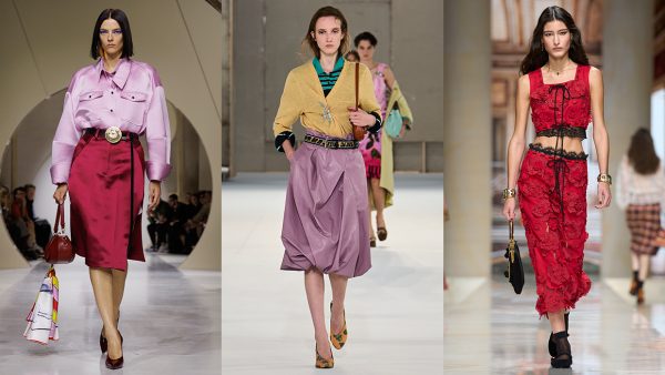 Dit zijn de modekleuren voor lente/zomer 2027 en zó gaan we ze combineren. Photo courtesy of Givenchy, Dries Van Noten, Dolce & Gabbana