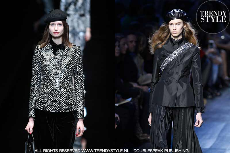 Links: Emporio Armani herfst winter 2017 2018, rechts, Christian Dior winter 2017 2018