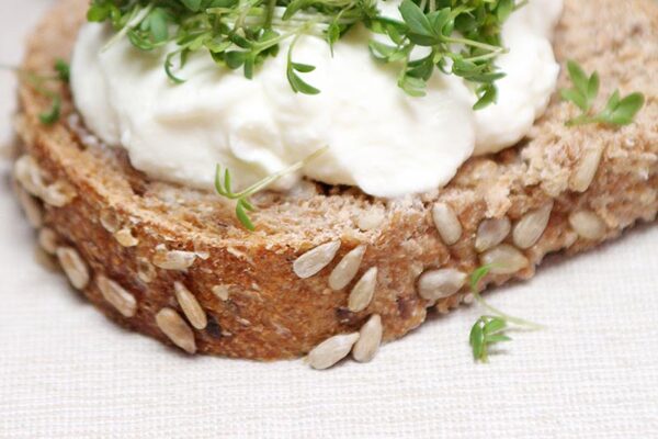 Bio-brood, kwark en tuinkers voor een oergezonde lunch