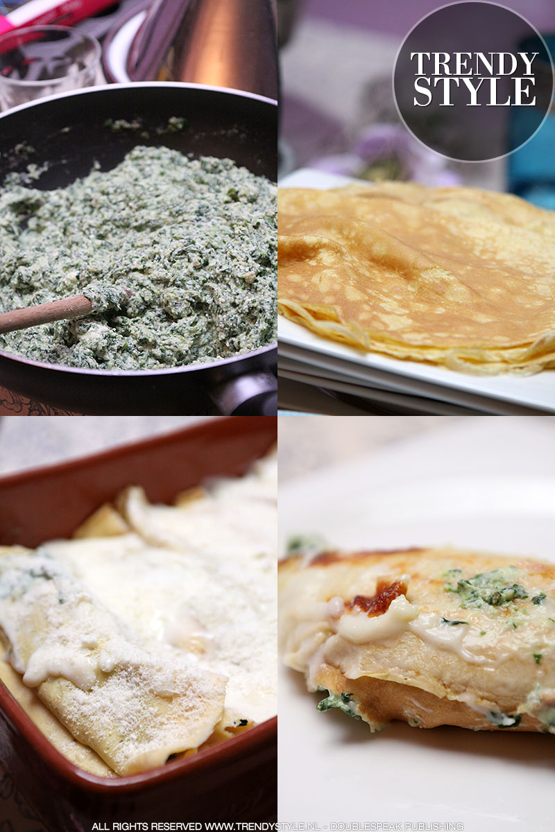 Flensjes met spinazie en ricotta in de oven