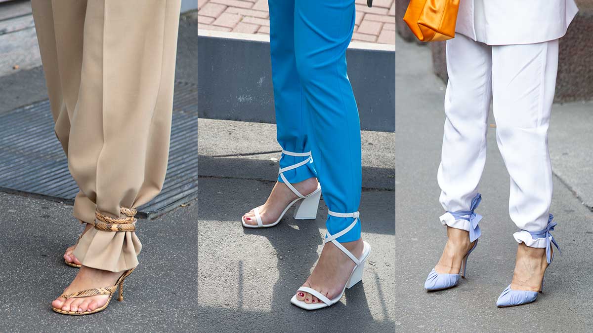 Modetrends lente zomer 2020. Schoenen met enkelbandjes