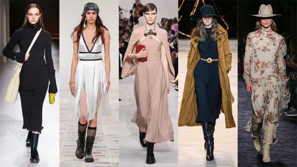 Modetrends winter 2020. Dit is pas hot: stoere boots onder je jurk!