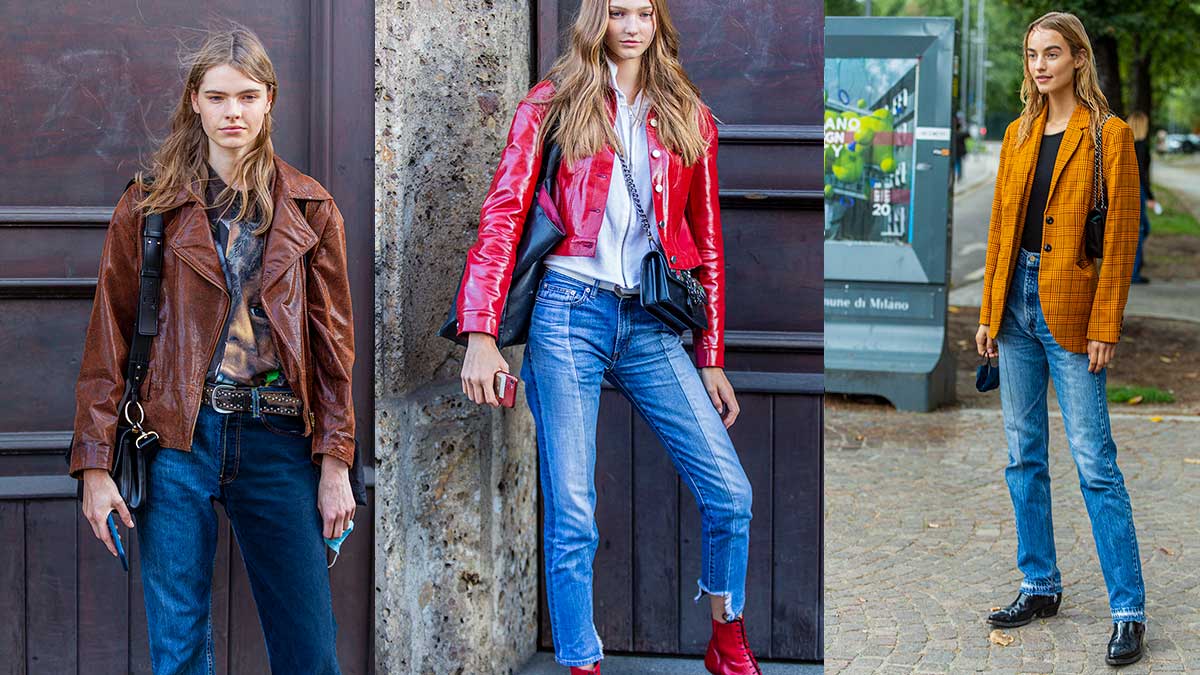 Streetstyle mode winter 2020. Modellen in spijkerbroek. Doe mode ideeën op voor jouw jeans look