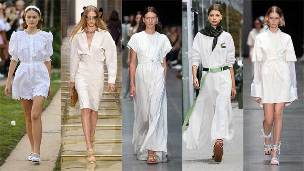 Modetrends zomer 2020. Wit is de (niet)kleur bij uitstek. Total white modelooks