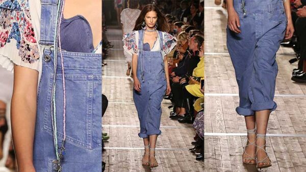 Modetrends lente zomer 2020. Tuinbroeken en overalls in denim.