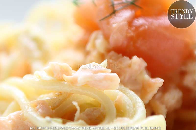 Pasta met zalm