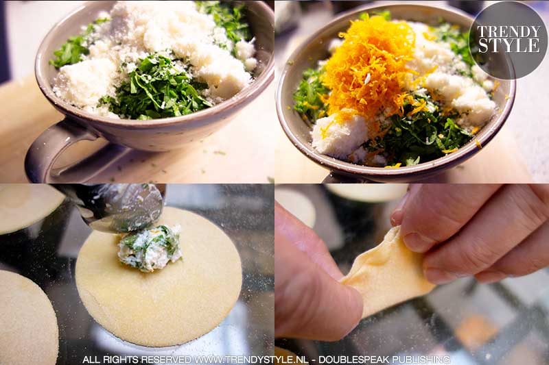 Zelf pasta maken. Ravioli met rucola en fetakaas