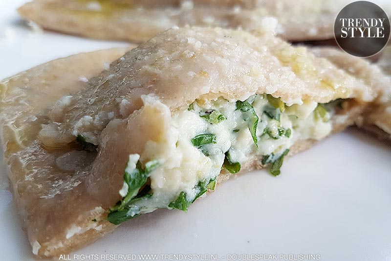 Volkoren ravioli met rucola feta vulling