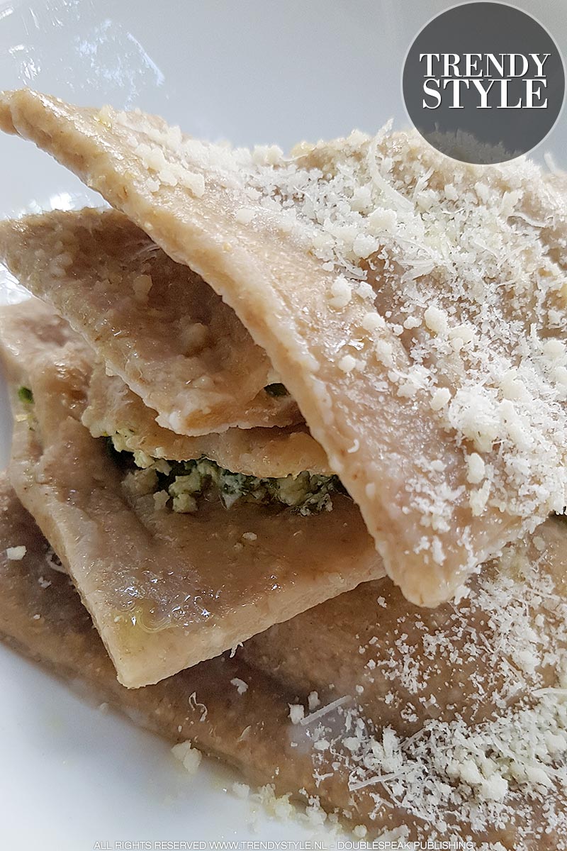 Volkoren ravioli met rucola feta vulling