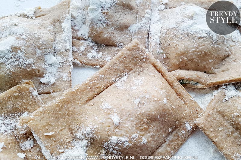 Volkoren ravioli met rucola feta vulling